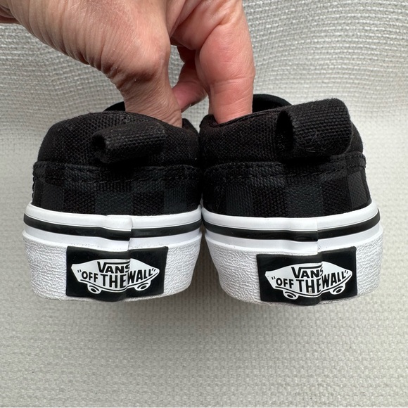 Vans Kids Black Checkered Slip-On Shoes, Boys Toddler Size 11 - Picture 5 of 13